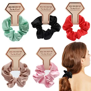 1Pcs елегантни сатенени връзки за коса прости еластични плътен цвят лента за коса за жени конска опашка притежателя ластици за коса аксесоари подаръци
