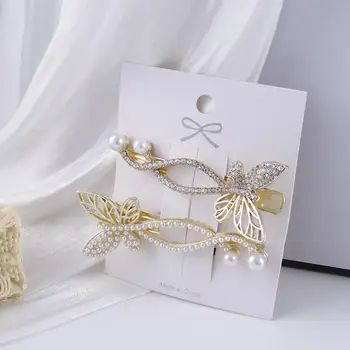 Alloy моден дизайн темперамент пеперуда кристал жени аксесоари за коса корейски стил duckbill клип щипка за коса