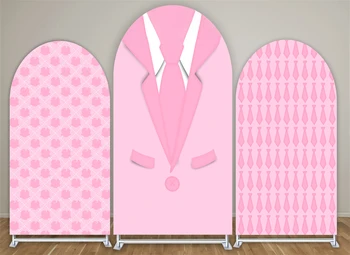 Pink Tie Theme Arch Backdrop Covers for Girls Birthday Parties, Wedding and Baby Shower Party Decoration Props