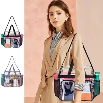 Пътни пазарски чанти Многофункционални прозрачни тоалетни чанти с цип Устойчива на разкъсване чанта за грим с мулти джобове за фитнес хотел Cosmetic